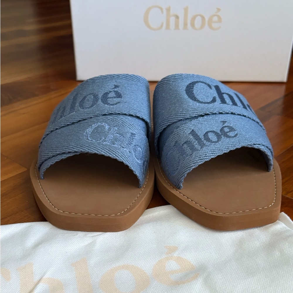 Chloe woody logo strap slides sandals size 42, NEW - Picture 12 of 17